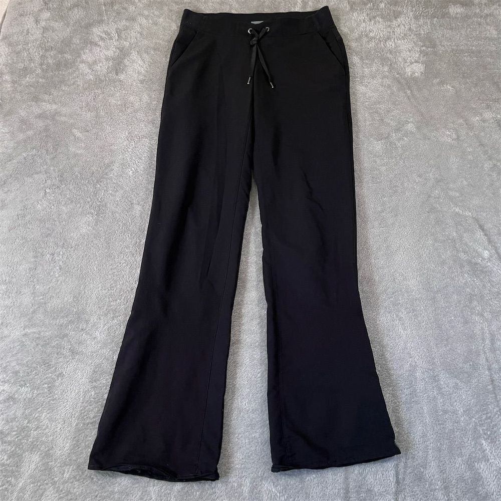 Athleta Women's Flared Pants Size 2 Black High-Rise Casual Rib Waist